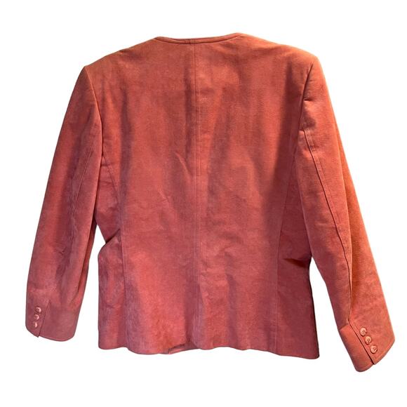 Blassport Vintage Ultra Suede Button Front Blazer Jacket Pink Sz 12 Long Sleeve - Picture 10 of 11